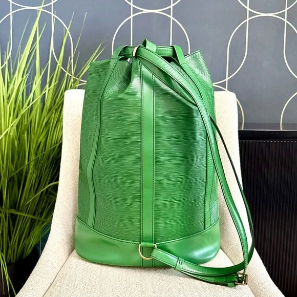 Authentic Louis Vuitton Randonnée GM backpack/ shoulder bag green Epi leather
